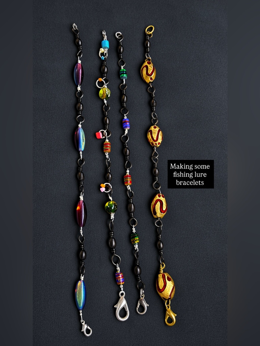 Handmade Multicolor Fishing Lure Bracelet PURPLE/IRIDESCENT